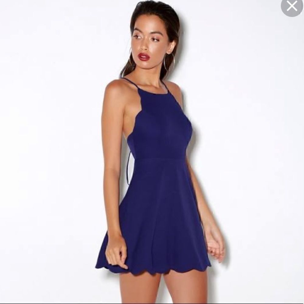 NWT Lulu’s Blue Backless Dress